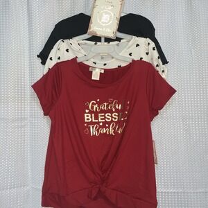 Emma And Elsa Girls 14 Large Set Of Three Shirts Black‎ Red White